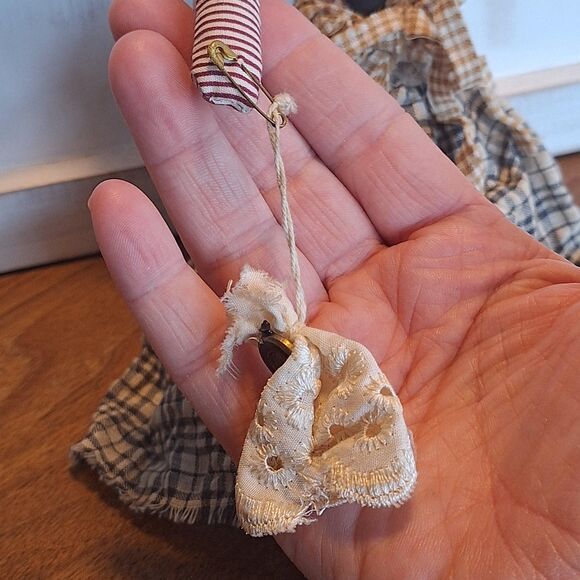 VTG Crazy Mountain Imports Folk Art Cloth Doll 21” Female Red Hat Plaid Shoes - Picture 6 of 16